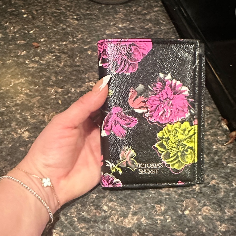 Victoria's Secret Black Floral Passport Cover